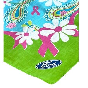 Lilly Pulitzer Ford green pink‎ Breast Cancer Floral Cotton Bandana New set of 3